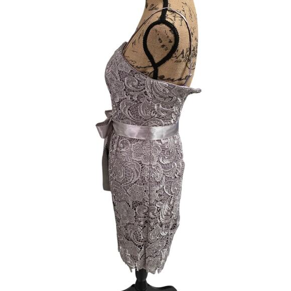 Adrianna Papell Strapless Lace Overlay‎ Sheath Dress Grey Size 4 - Picture 6 of 10